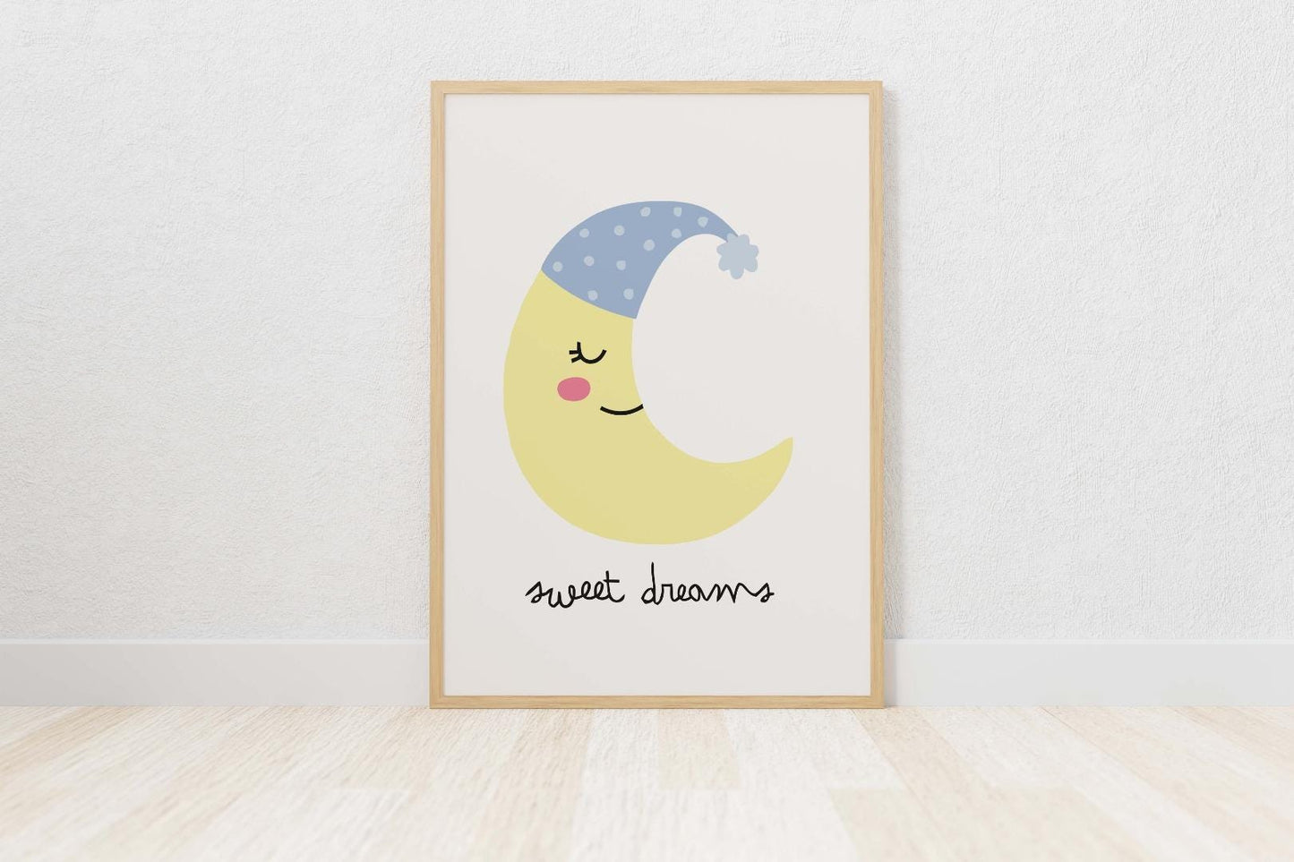 Crescent Moon Nursery Art Print: Sweet Dreams Decor
