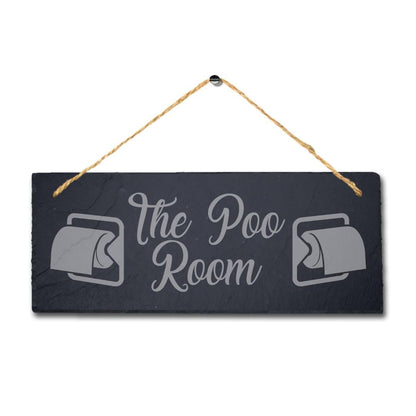 The Poo Room Laser Engraved Hanging Slate Bathroom Toilet Funny Door Plaque Sign