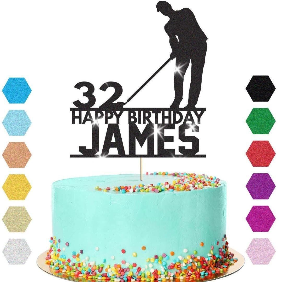 Golf Cake Topper Custom Golfer Golfing Birthday Cake Decoration Any Name & Age