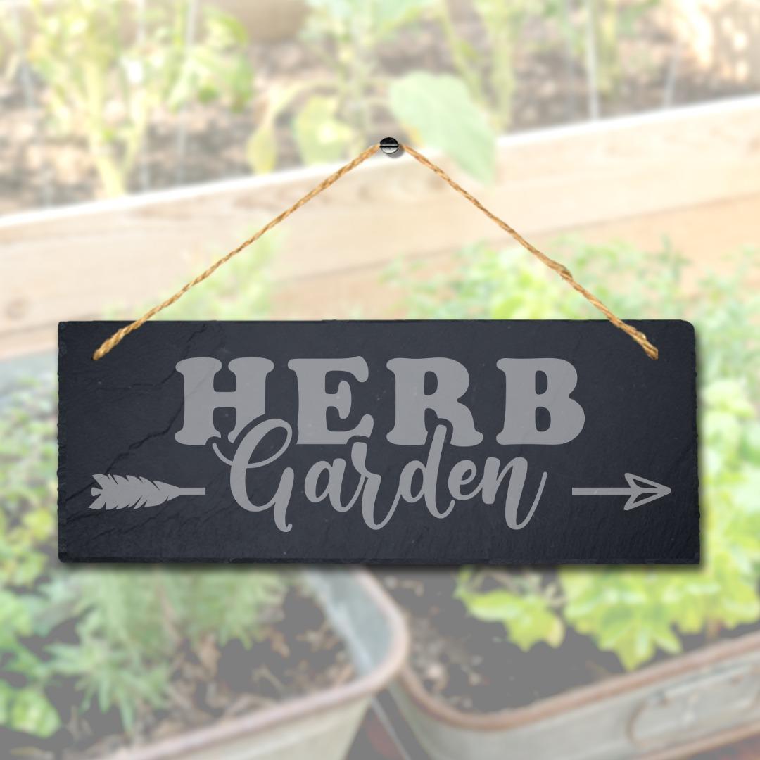 Herb Garden Hanging Slate Sign Laser Engraved Home Fence Plaque Gardening Gift
