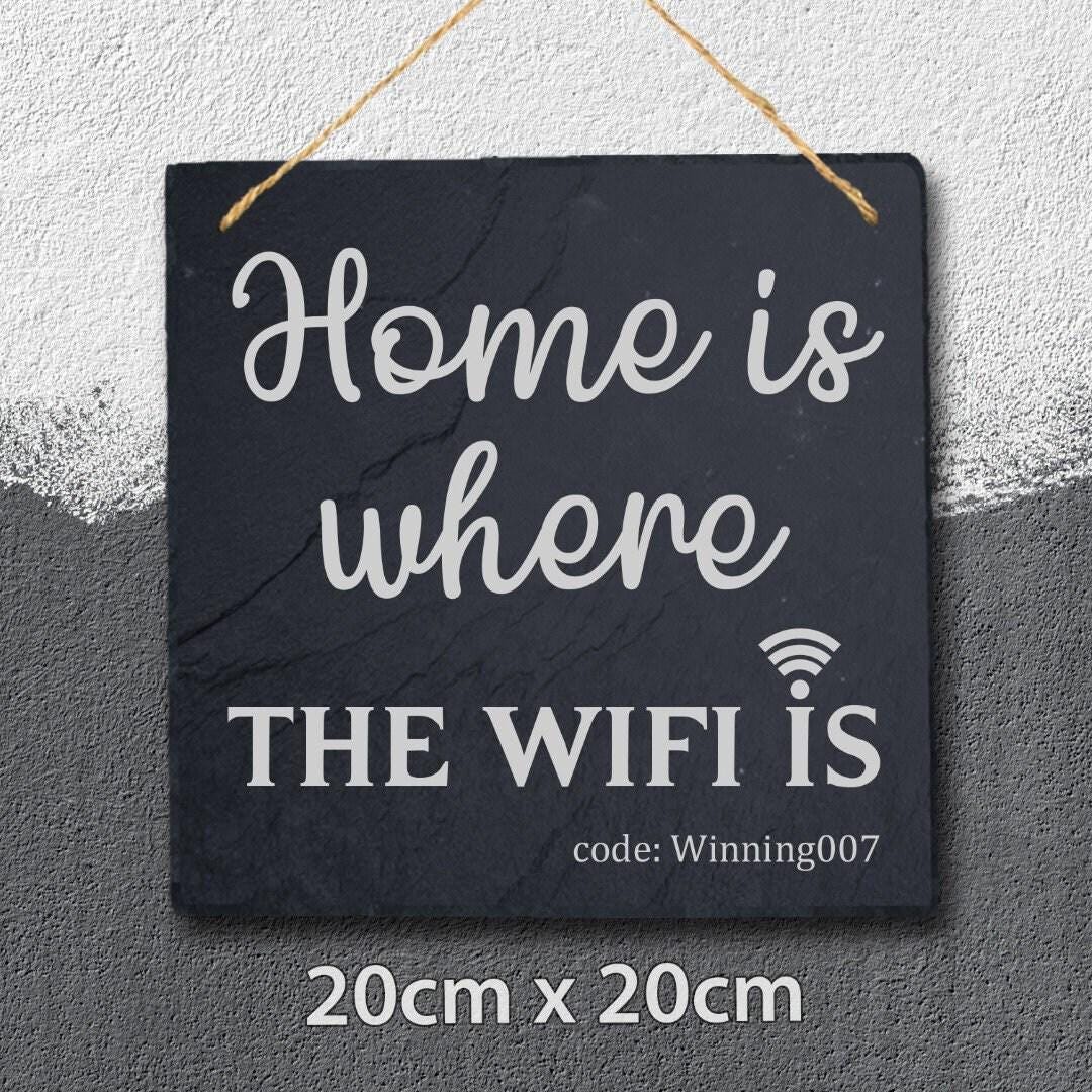 Family Wifi Code Home Guest Personalised Hanging Slate Sign House Warming Gift
