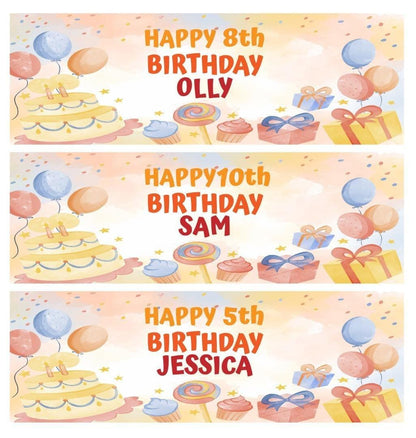 2x Personalised Birthday Banner Custom Name and Age Kids Party Decoration For Wall Art