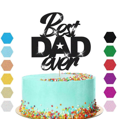 Best Dad Ever Fathers Day Cake Topper Dad Daddy Party Glitter Cake Decoration