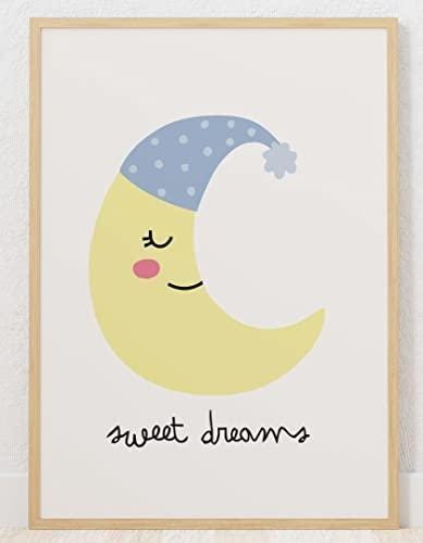 Crescent Moon Nursery Art Print: Sweet Dreams Decor