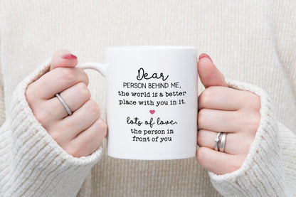Dear Person Coffee Mug Gift Set, Inspirational Tea Cup & Coaster