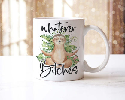 Funny Sloth Coffee Mug & Coaster Set: Novelty Animal Gift