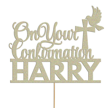 Personalised Glitter Dove Cake Topper: Confirmation, Birthday