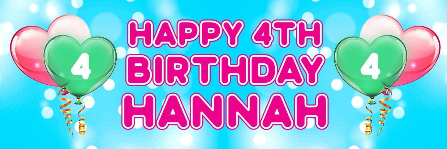 2 Personalised Name Birthday Banners Party Celebration Decor Customisable Heart With Age Posters