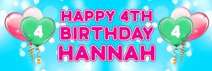 2 Personalised Name Birthday Banners Party Celebration Decor Customisable Heart With Age Posters
