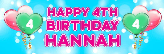 2 Personalised Name Birthday Banners Party Celebration Decor Customisable Heart With Age Posters