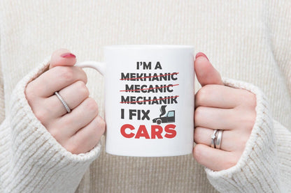 Mechanic Mug & Coaster Set: I Fix Cars, Novelty Gift