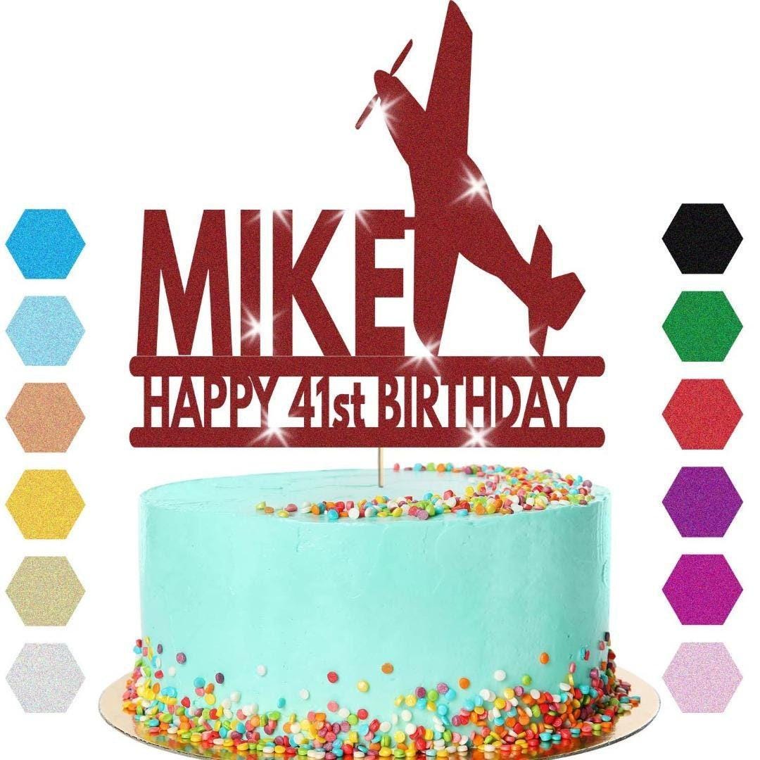 Personalised Aeroplane Birthday Cake Topper Airplane Decoration Any Name Age