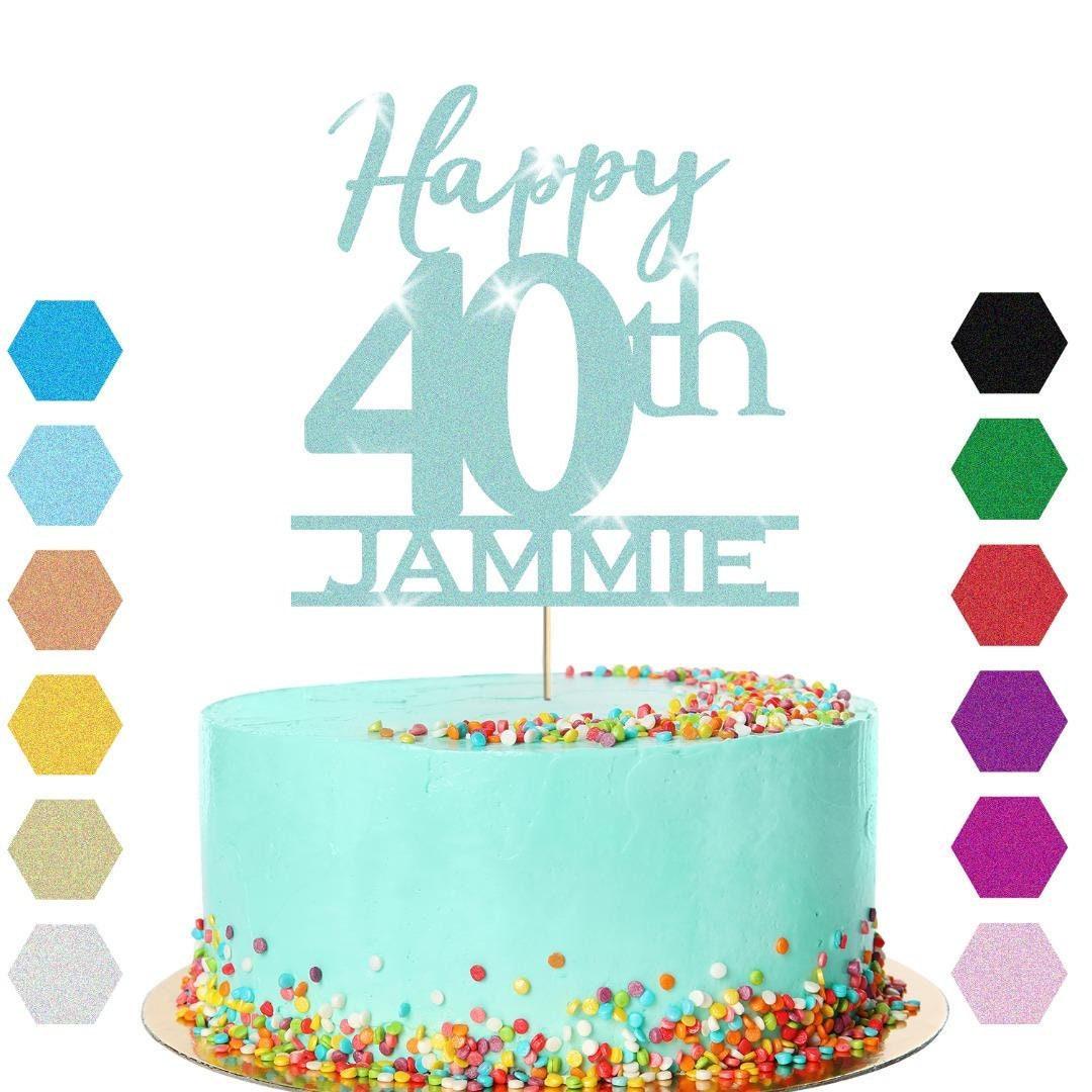 Personalised Name 40th Birthday Glitter Cake Topper Party Cake Decoration Gift