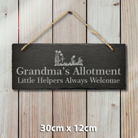 Personalised Name Engraved Slate Hanging Sign Allotment Garden Shed Greenhouse