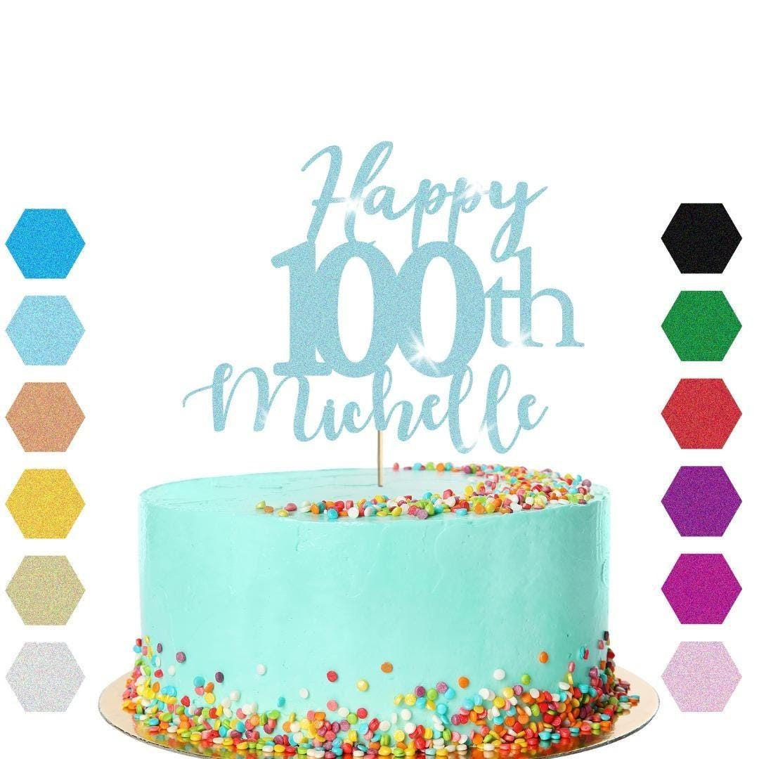 Personalised Name 100th Birthday Glitter Cake Topper Party Cake Decoration Gift