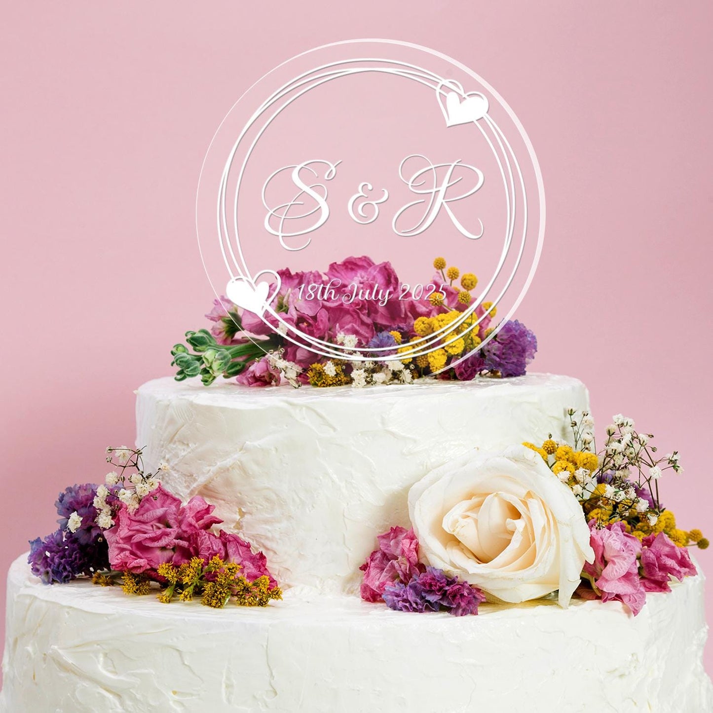 Personalised Monogram Initials Cake Topper Wedding Engagement Decoration