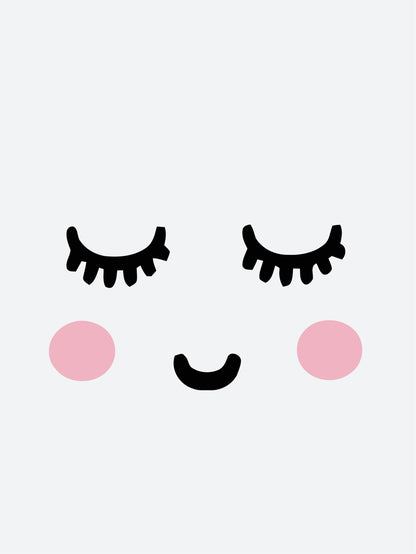 Sleepy Eyelashes Emoji Nursery Bedroom Boys Girls Wall Decor Art Poster Print