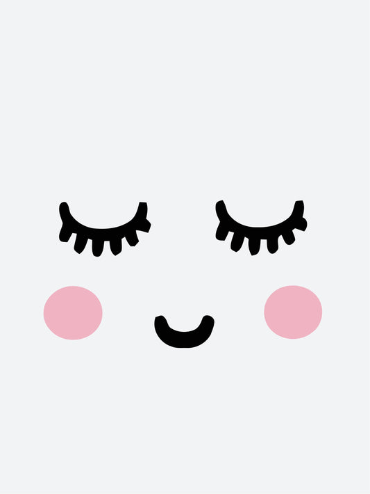 Sleepy Eyelashes Emoji Nursery Bedroom Boys Girls Wall Decor Art Poster Print