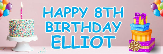 Personalised Birthday Party Banner: Custom Name & Age, Pack of 2