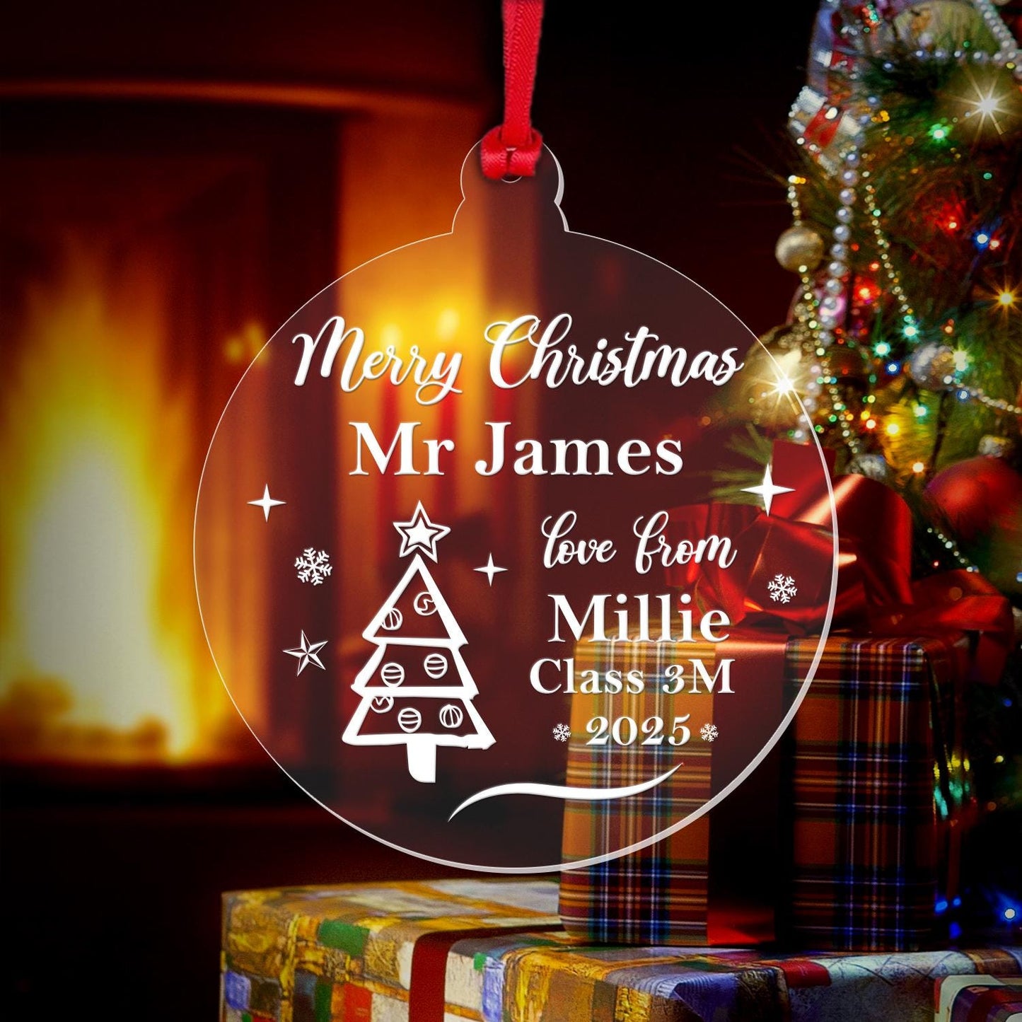 Personalised Christmas Bauble Teacher Teaching Assistant Nursery Name Xmas Gift