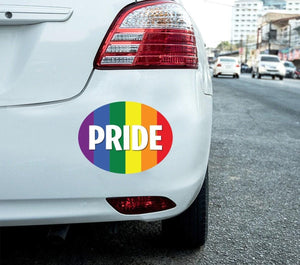 2 X Pride Car Stickers Rainbow Flag Oval Self-adhesive Vinyl Car, Van, Lorry