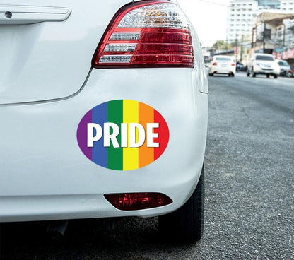 2 X Pride Car Stickers Rainbow Flag Oval Self-adhesive Vinyl Car, Van, Lorry