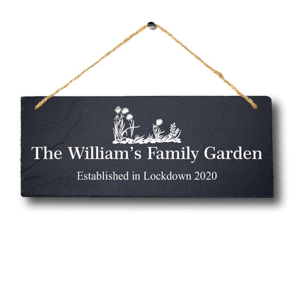 Personalised Name Engraved Slate Garden Plaque Sign Lockdown Memory Keepsake