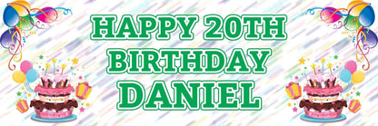 Personalised Birthday Party Banner: Custom Name & Age (Set of 2)