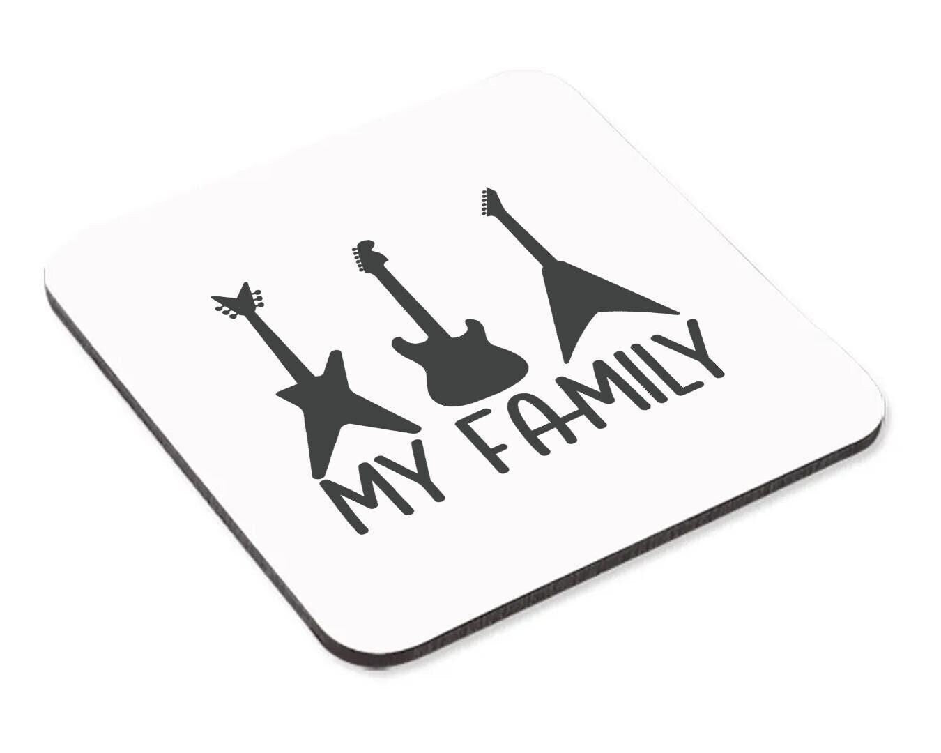 My Family Mug & Coaster Set Guitar Rock Music Lover Birthday Friend Xmas Gift