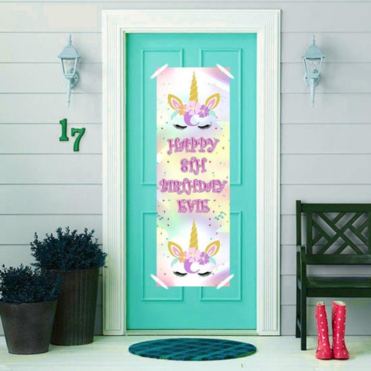 Personalised Unicorn Birthday Banner: Custom Party Decoration (Set of 2)