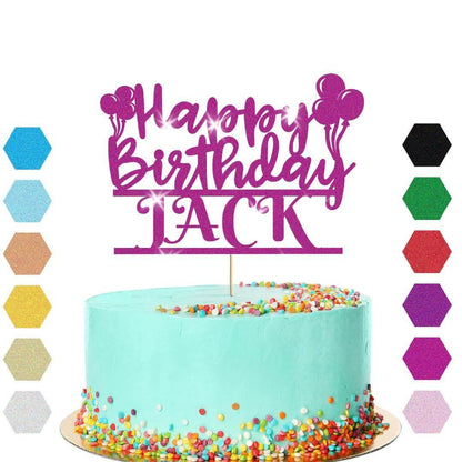 Personalised Balloons Happy Birthday Glitter Cake Topper Party Cake Decoration