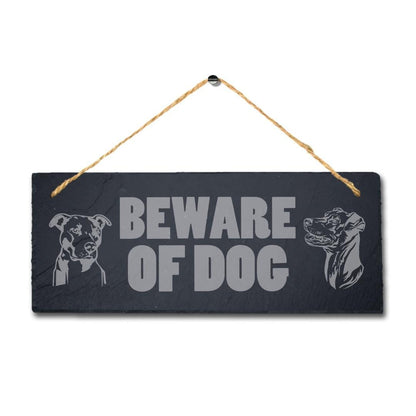 Beware Of Dog Engraved Hanging Slate Kennels Pup Puppy Funny Gift Home Wall Sign
