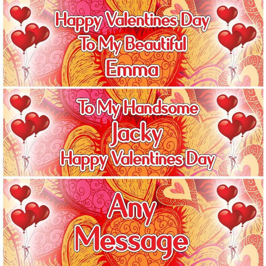 Personalised Valentines Day Banner: Custom Name Party Decor (Set of 2)