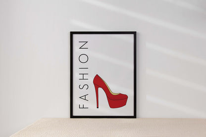 Red Heel Shoes Girls Bedroom Fashion Wall Art Home Room Decor Print Poster
