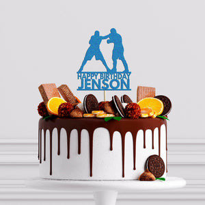 Personalised Boxing Cake Topper: Glitter Birthday Decoration