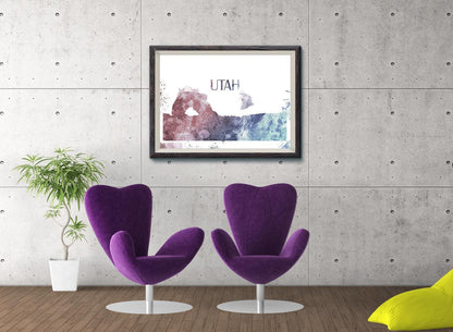 Usa America States Skyline Watercolour Colourful Wall Decor Poster Print Art