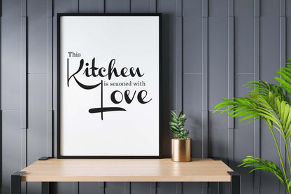 Kitchen Seasoned With Love Breakfast Lunch Dinner Cooking Eat Poster Print Wall