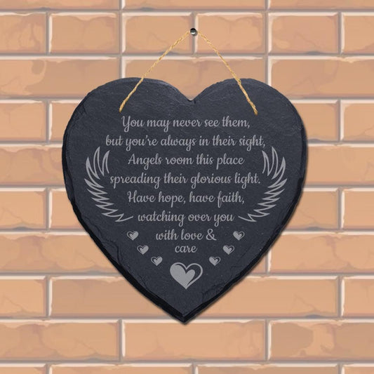 You May Never See Them Engraved Hanging Memorial Heart Shape Slate Plaque Sign
