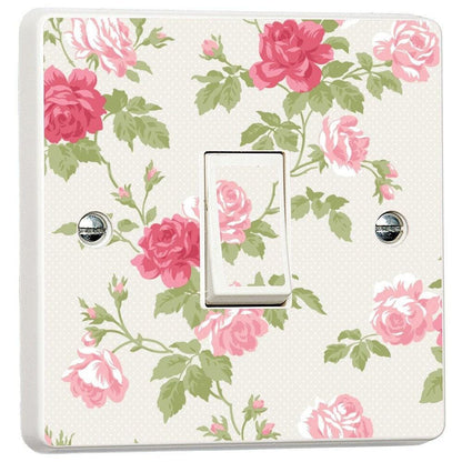 Pink Floral Shabby Chic Roses Skin Light Switch Cover Skin Sticker Decal