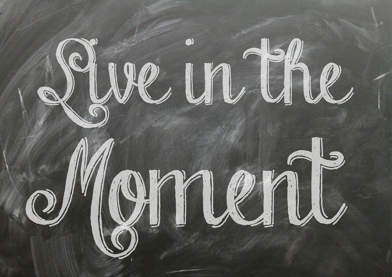 Motivational 'Live In The Moment' Quote Poster: Glossy Finish Art Print
