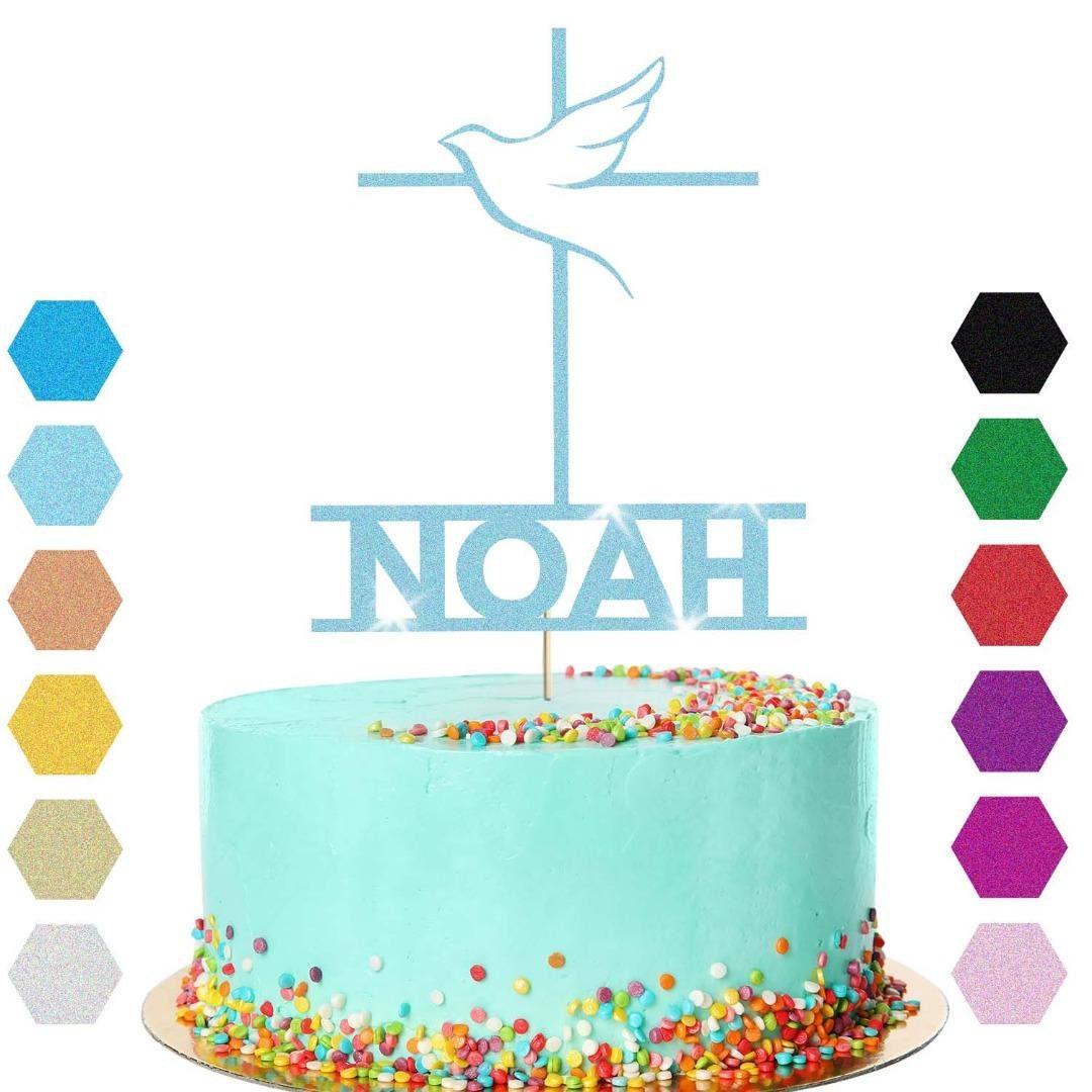Personalised Cross With Dove Confirmation Cake Topper Congratulation Any Name