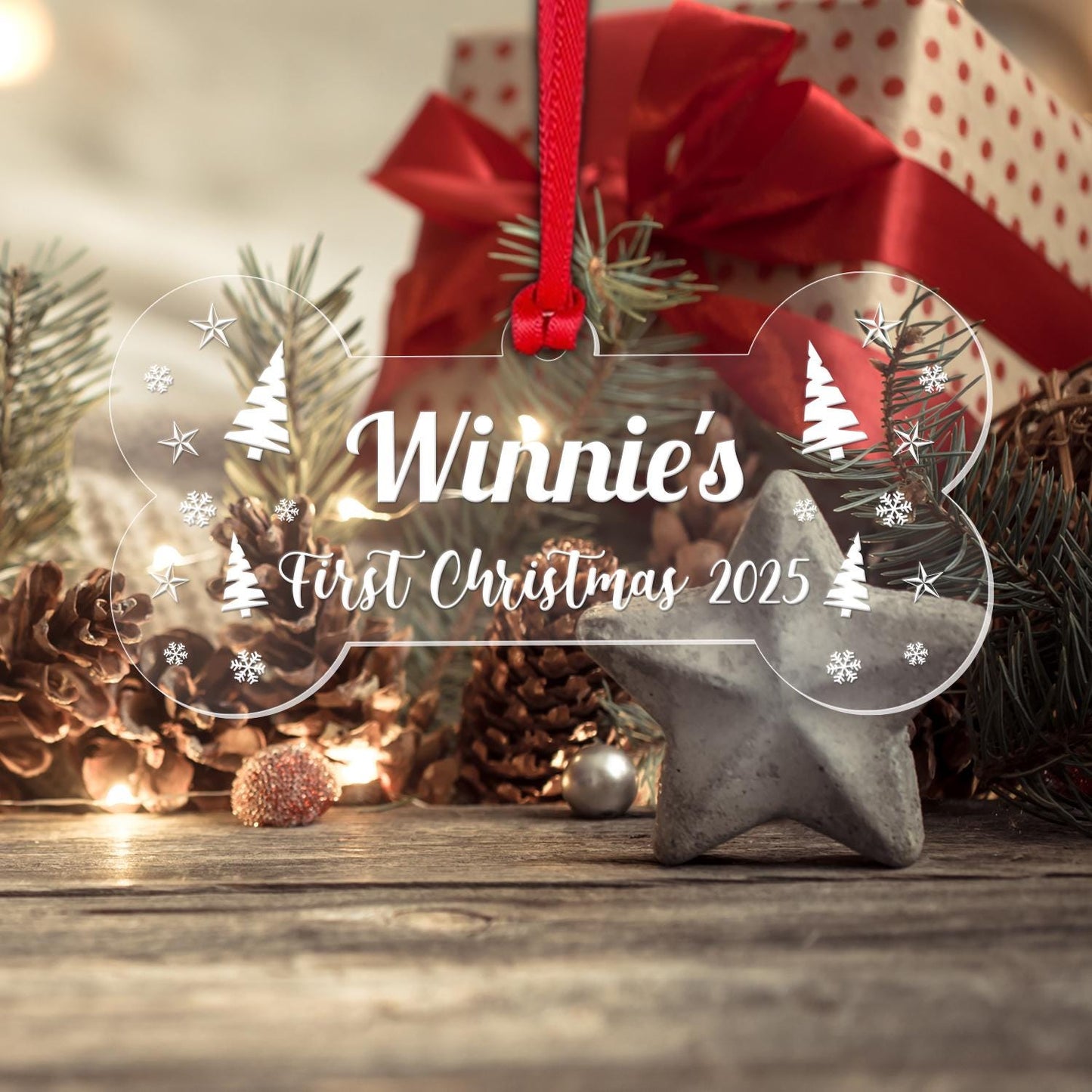 Personalised Dogs First Christmas Bauble Puppy Pet 1st Xmas Gift Tree Decoration