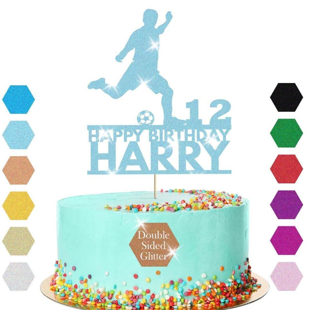 Football Cake Topper Personalised Footballer Birthday Decoration Any Name & Age
