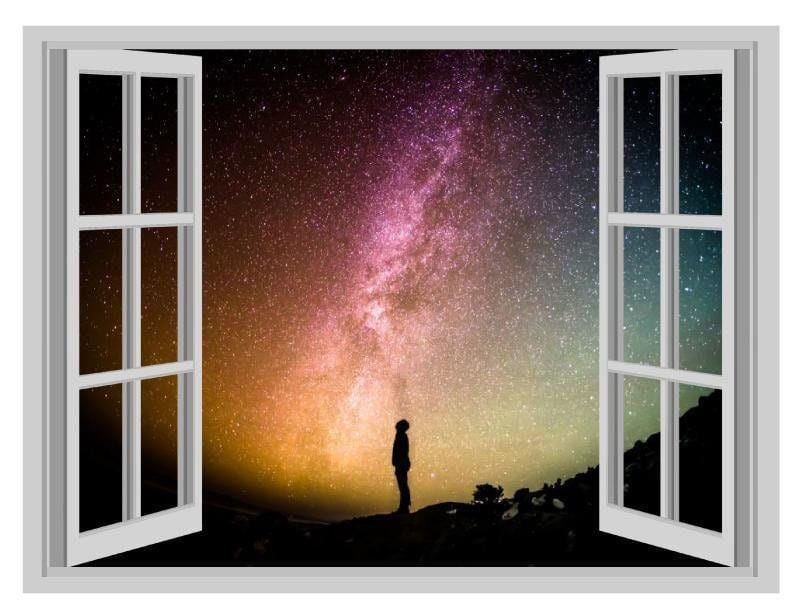 3D Galaxy View Wall Decal - Space Star Gazing Mural