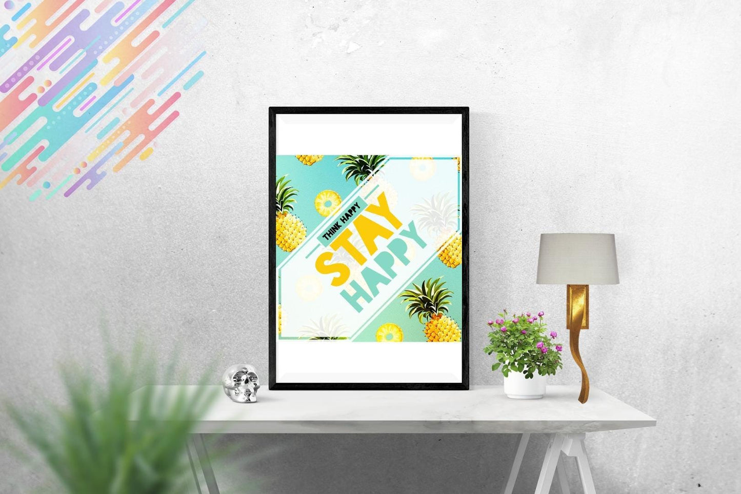 Think Happy Stay Happy Inspirational Love Positive Quote Poster Wall