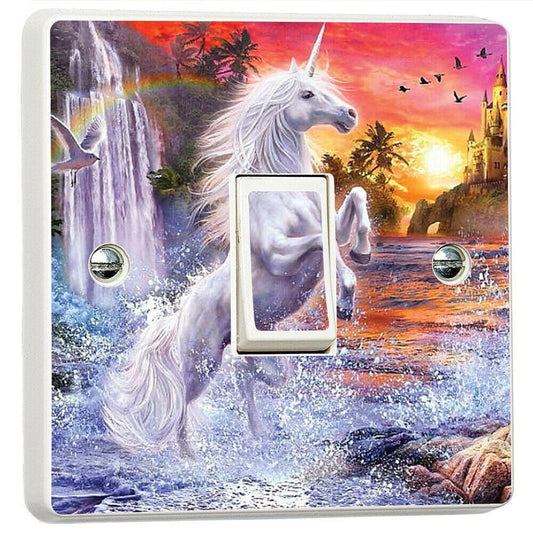 Fantasy Unicorn Island #2 3d Light Switch Sticker Cover Vinyl Skin Wall Decal