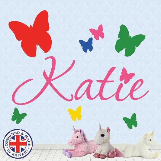 Personalised Name Butterfly Wall Art Custom Girls Bedroom Vinyl Kids Sticker