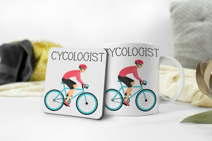 Cycologist Mug & Coaster Bike Cyclist Cycling Birthday Funny Sarcastic Gift Set