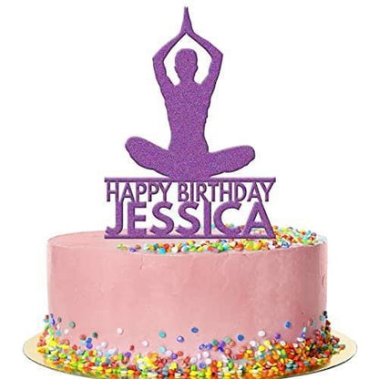 Personalised Acrylic Girl Yoga Spiritual Om Birthday Cake Topper Decoration Gift