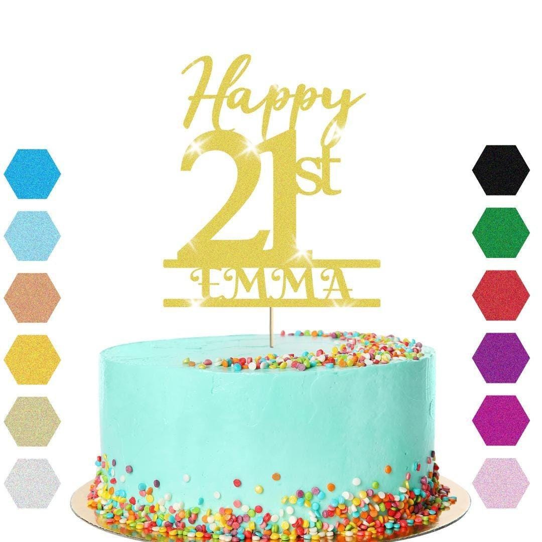 Personalised Name 21st Birthday Glitter Cake Topper Party Cake Decorations Gift
